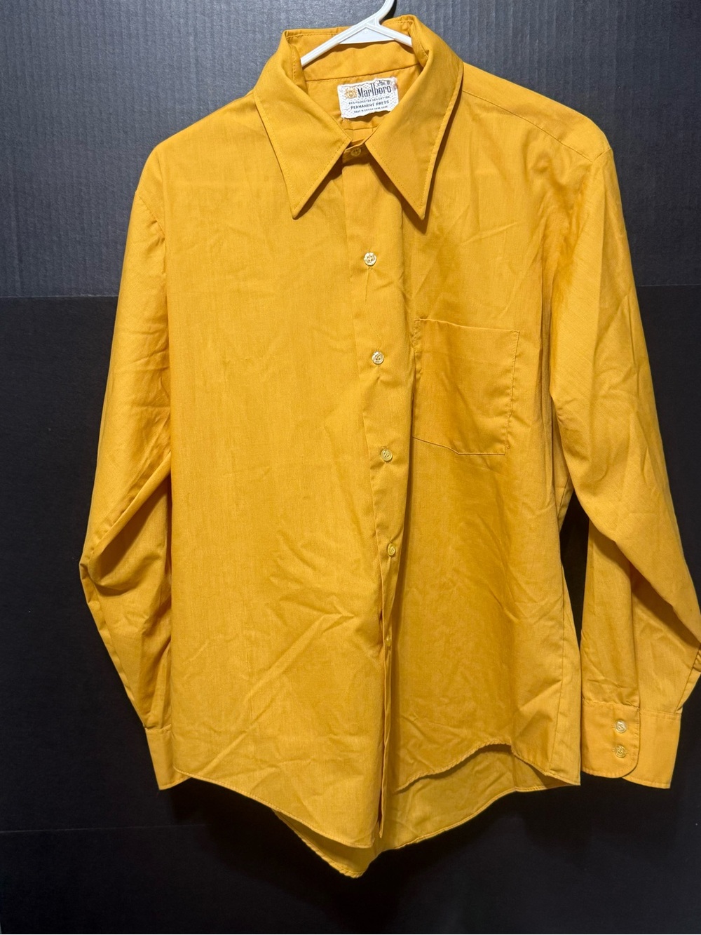 🎒Marlboro Vintage Catalog Mens Mustard Button Down Dress Shirt Size L